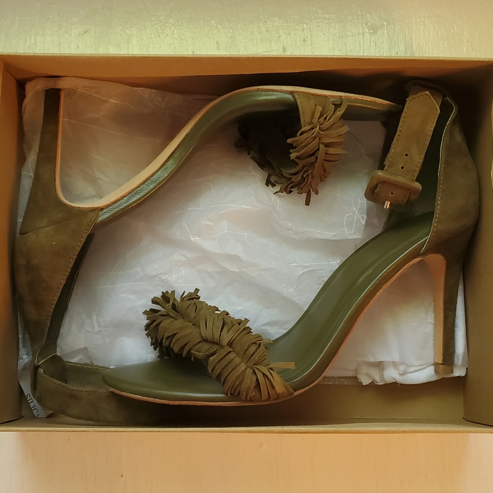 Joie Pippi suede fringe ankle strap sandal heels - Picture 13 of 13